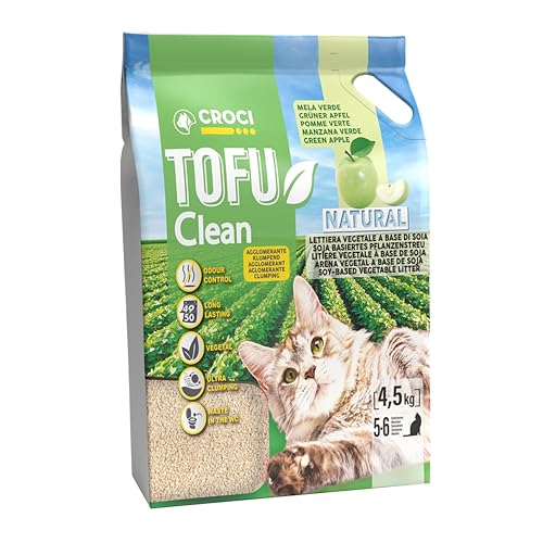 Croci Tofu Clean Katzenstreu mit grünem Duft, biologisch abbaubar, 100% pflanzlich, langanhaltend, geruchshemmend von Croci