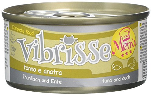 Croci Vibrisse Katzenfutter Nassfutter Thunfisch und Ente - Alleinfutter mit Eisen, Vitaminen und Mineralsalzen, 24 Dosen à 70 g von Croci