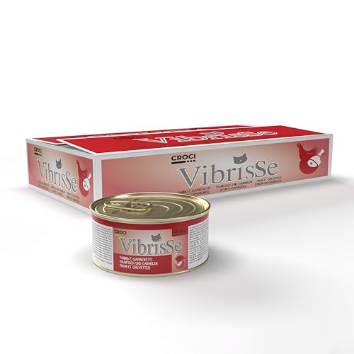 Croci Vibrisse Nassfutter mit Thunfisch und Garnelen für Katzen, Naturfutter ohne Farb- und Konservierungsstoffe, 1er Pack (1 x 140 g) von Croci