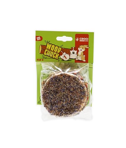 Croci Woodchuck Hamburger Veg, 100% natürliches Nagerfutter Snack mit Reis Karotten und Johannisbeeren für Kaninchen, Hamster, Chinchillas und Meerschweinchen, 120g von Croci