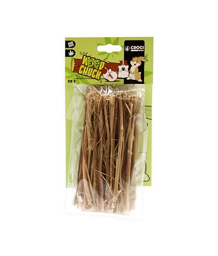 Croci Woodchuck Hanf-Zweige, 100% natürliches Nagerfutter, Snack für Kaninchen, Hamster, Chinchillas und Meerschweinchen, 50g von Croci