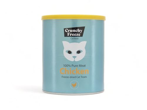 Crunchy Freeze Snack für Katzen - gefriergetrocknetes Katzenfutter ohne Zucker - Katzensnack für Zahnpflege und Gesundheit (Huhn, 140 g) von Crunchy Freeze