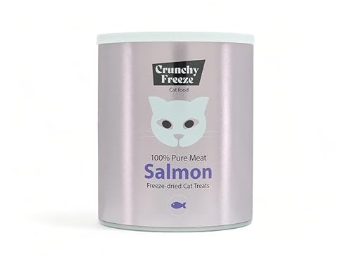 Crunchy Freeze Snack für Katzen - gefriergetrocknetes Katzenfutter ohne Zucker - Katzensnack für Zahnpflege und Gesundheit (Lachs, 140 g) von Crunchy Freeze