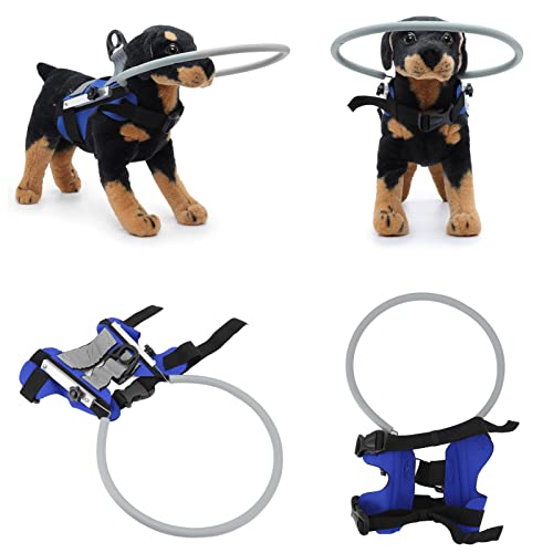 Antikollisionsring für Blinde Haustiere, Verstellbarer Bumper Blind Halo für Hunde und Katzen, Geschirrführungsgerät Pet Safe Halo für Blinde Hunde (Blue) von Cryfokt