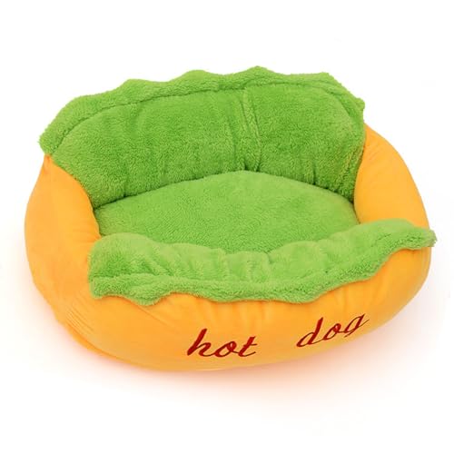 Cryfokt Hotdog-Form-Haustierbett, Bequemes Abnehmbares und Waschbares Kleines Hundebett, Niedliches, Stilvolles Design, Weiches Warmes Katzenbett, Hundebett für Katze, Hund von Cryfokt