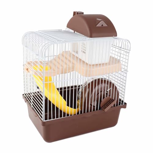 Hamsterkäfig, Zweistufige Belüftung des Hamsterlebensraums, Großer Raum für Einfache Installation, für Kleine Haustierhamster (Kaffee) von Cryfokt