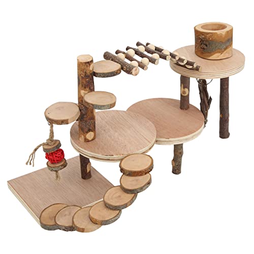 Haustier-Hamster-Spielplatz, Lustiges Kletter-Haustier-Plattform-Spielzeug, Naturholz, Bequem für Haustiere, für Freizeitraum, für Spielplatz für Kleine Tiere von Cryfokt