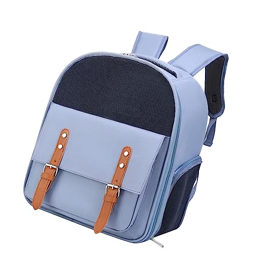 Haustier-Reisetasche, große Kapazität, wasserdicht, weiche Riemen, Netz-Design, Haustier-Tragerucksack für Reisen, Einkaufen (blau) von Cryfokt