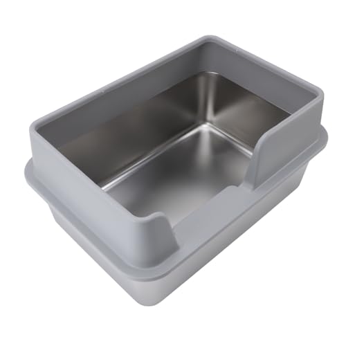 Cryfokt Hohe Wandtoilette, Spritzwassergeschützte, Halbgeschlossene Katzentoilette, Abnehmbare, Offene Oberseite für Katzen (Gray) von Cryfokt