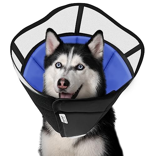 Cryptdogle Verbessertes Hundekegelhalsband für nach Operationen, weiches Haustier-Genesungshalsband für große, mittelgroße und kleine Hunde, verstellbares Kegelhalsband, Schutzkragen für Hunde und von Cryptdogle