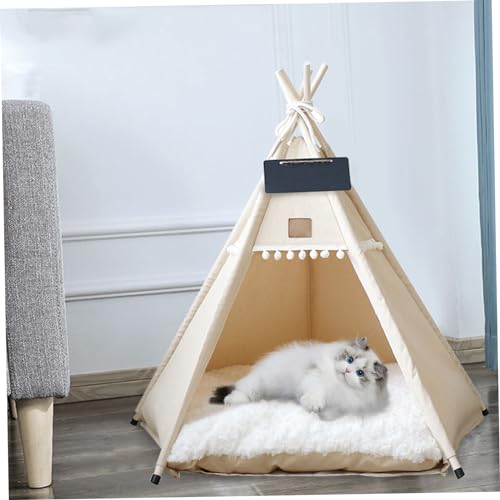 Csafyrt Cat Teepee, 20 Zoll Tipe tragbares Haustier Tipee Zelte mit Kissen und kleine Tafel hohe, waschbare Hundehaus 7 kg l von Csafyrt