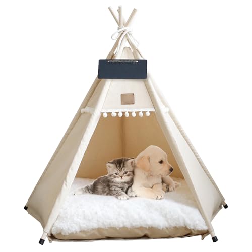 Csafyrt Cat Teepee, 20 Zoll Tipe tragbares Haustier Tipee Zelte mit Kissen und kleine Tafel hohe, waschbare Hundehaus 7 kg m von Csafyrt