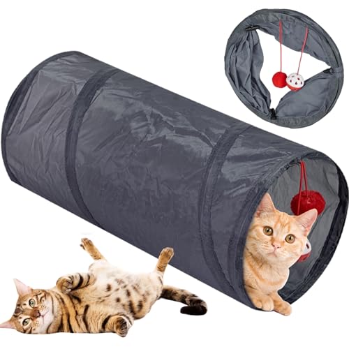 Cat -Tunnel 10x20 gerade Polyesterrohr mit 2 hängenden Kugeln Faltbare Spielen Den von Csafyrt