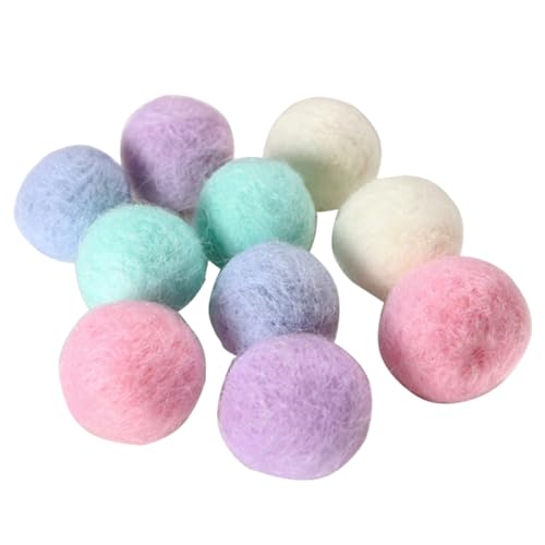 Csafyrt 10pcs Filzkugeln Filz Pompoms lustig entzückend farbenfrohe, weiche, ruhige Felched Stoffkugeln für Katzenliebhaberhandwerk 2 cm von Csafyrt