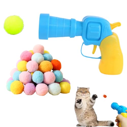 Csafyrt 50pcs Cat Pom Pom Bälle 3 cm mit 1 -pc -Kugelspielzeug für Katzenplüschspielzeug farbenfrohe Weichkugeln Spielzeug für interaktive Katzenspielzeuge von Csafyrt