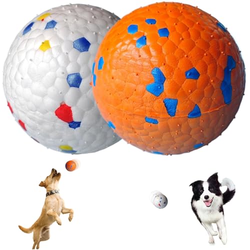 Csafyrt Hischung Ball für Hunde 2 PCS Hundekugeln 2,8 Zoll weiß und orange unzerstörbarer Hundball Interaktiver Hund Spielzeugkugel von Csafyrt