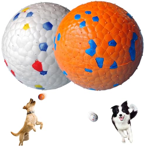 Csafyrt Hundespielzeugkugeln 2pcs Hundebällchen 2,8 Zoll weiß und orange unzerstörbarer Hundball Interaktiver Hund Spielzeugkugel zum Abrufen von ETPU von Csafyrt