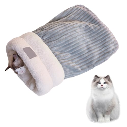 Csafyrt Katze Schlafsack Weich warmes Samt Katze Winter Schlafsack 360 ° Wickel bedeckte Katze Sack Waschbar süßes Katzenbett für innerhalb von 5 kg Katzen von Csafyrt