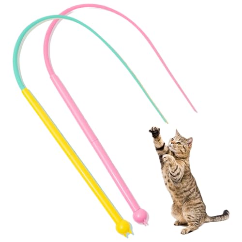 Csafyrt Katzen Teaser Zauberstab 2pcs Katzen Teaser Zauberstab weiche Silikon -Katzen -Zauberstab Spielzeug 31.5 Maus -Schwanz -Design Interaktives Katzenstock -Katzenspielzeug Spielzeug Spielzeug von Csafyrt