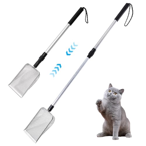 Csafyrt Katzenstreu Scoop Metall 35.4 Ausziehbarer Langgriff Kitty Müll Schöpfer 5mm feines Mesh Abnehmbarer Metallstreu Scoop B von Csafyrt