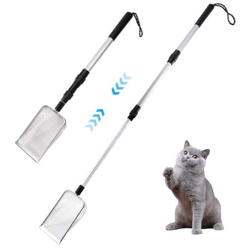 Csafyrt Katzenstreu Scoop Metall 41.7 Ausziehbarer Langgriff Kitty Müll Schöpfer 5mm feines Mesh Abnehmbarer Metallstreu Scoop a von Csafyrt