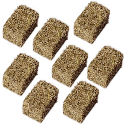 Csafyrt Miniatur Heuballen 8pcs Simulation Holz DIY Dekoratives falsches Heu für Handwerk Faux Mini Heuballen für Dollhouse Toy Farm, Rechteck von Csafyrt