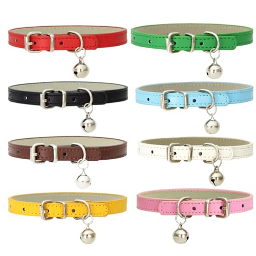 Katzenhalshalter 8pcs Katzenkragen PU PET PET Halle Kette Reflektierende Kragen mit Glocke für Welpen Hunde Katzentiere Haustier Vorräte von Csafyrt