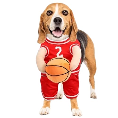 Kostüme für Hunde lustige Hund Basketball Kostüm mit Ball Weich atmungsaktiv Polyester Halloween Hunde Kostüme süße Hundekleidung rot von Csafyrt