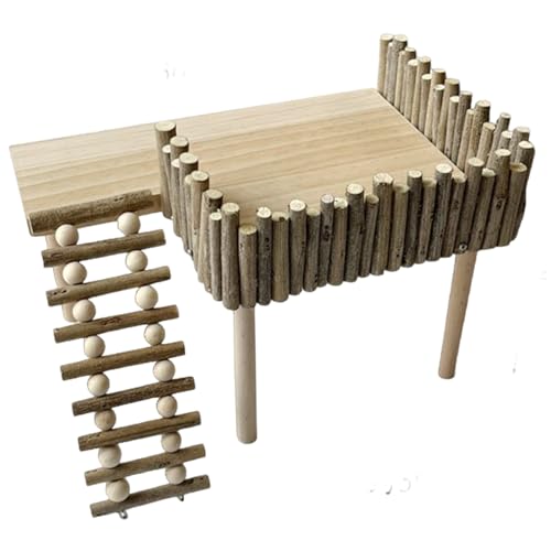 Rattenspielzeug für Haustier Ratten 12x8x8 Holz Hamster Kletterspielzeug mit Leiter Flacher Standgeschütze Hamster Käfigzubehör von Csafyrt