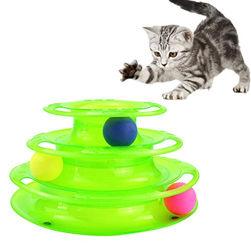 Csheng Cat Plattenspieler Spielzeug Dreischichtige Spur Katzenspielzeug Interaktives Haustier Katzenspielzeug Tunnel Rohr Haustier Katze Mäuse Spiel Kätzchenspielzeug Für Innenkatzen Green von Csheng