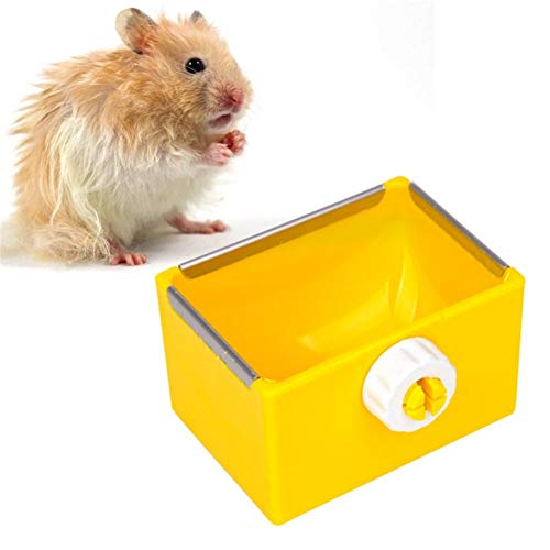 Csheng Hamster Feede Hamsterflasche Hamster Futterbrunnen Feste Kaninchenfutterschüssel Chinchilla Meerschweinchen Futternapf Quadratische Futterbox Anti-Biss-Zubehör Futternapf Yellow von Csheng