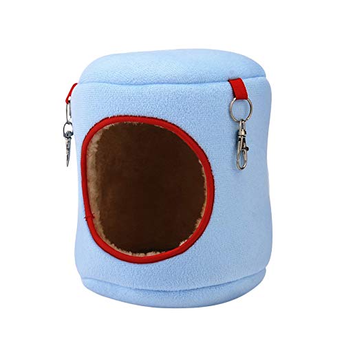 Csheng Hamster Hängematte Schlafsack Hängematte Hamster Nest Stumpfförmiges Kleines Haustier Rundes Nest Kann Hängematte Meerschweinchen Winter Warm Eichhörnchen Baumwollnest Blue,12 von Csheng