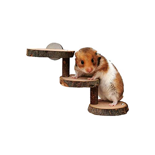 Csheng Hamster Spielzeug Hamster Zubehör Papagei Vogel Spielzeug Hamster Holz Kletterleiter Golden Silk Bear Log Kauspielzeug Spielen Molar Hamster Holz Leiter Spielzeug 17cm von Csheng