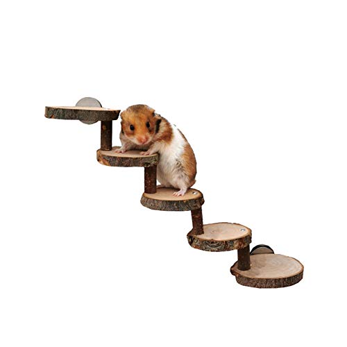 Csheng Hamster Spielzeug Hamster Zubehör Papagei Vogel Spielzeug Hamster Holz Kletterleiter Golden Silk Bear Log Kauspielzeug Spielen Molar Hamster Holz Leiter Spielzeug 26cm von Csheng