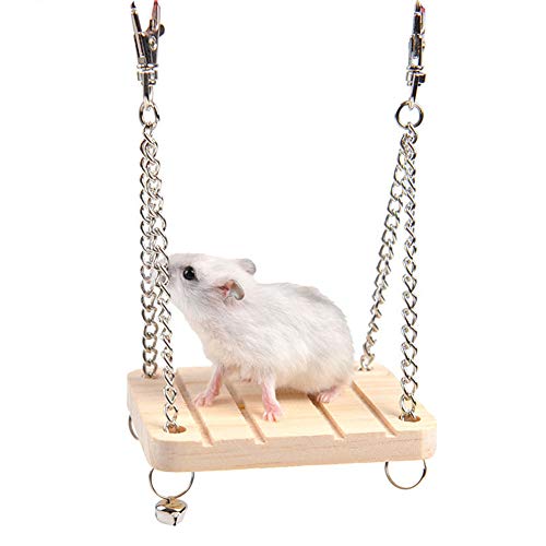 Csheng Hamster Swing Bell Kleines Haustier Hängende Kette Schaukelboot Holzspielzeugzubehör Hamster Zubehör Hamster Langeweile Breaker Rat Spielzeug Hamster Spielzeug von Csheng