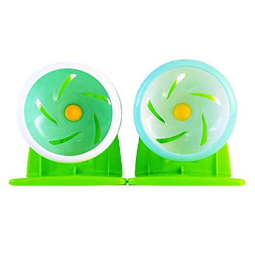 Csheng Hamsterspielzeug Hamsterzubehör Hamsterrad Haustier Laufband Hamsterspielzeugzubehör Goldener Seidenbär Hamster Silent Roller Runner Hamster Runner Silent Hamster Wheel 11cm,bracketgreen von Csheng