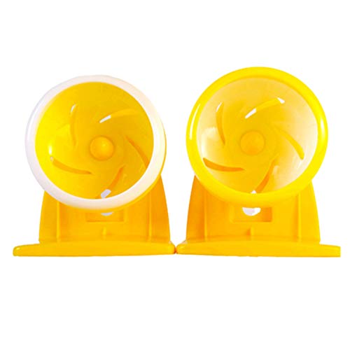 Csheng Hamsterspielzeug Hamsterzubehör Hamsterrad Haustier Laufband Hamsterspielzeugzubehör Goldener Seidenbär Hamster Silent Roller Runner Hamster Runner Silent Hamster Wheel 11cm,bracketyellow von Csheng