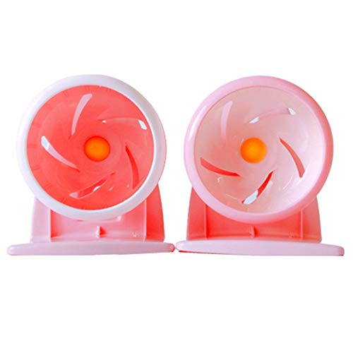 Csheng Hamsterspielzeug Hamsterzubehör Hamsterrad Haustier Laufband Hamsterspielzeugzubehör Goldener Seidenbär Hamster Silent Roller Runner Hamster Runner Silent Hamster Wheel 14cm,bracketpink von Csheng