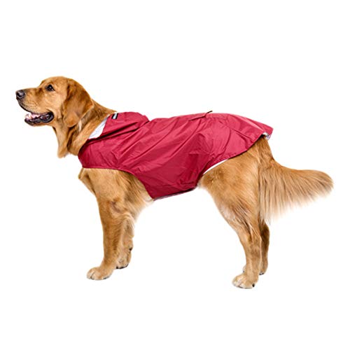 Csheng Haustier Regenmantel Hund Regenmantel Hundemäntel Hundekleidung Welpenmantel Haustierkleidung Hund Reflektierender Regenmantel Poncho wasserdichte Kapuze Zweibeiniger Poncho 60,red von Csheng