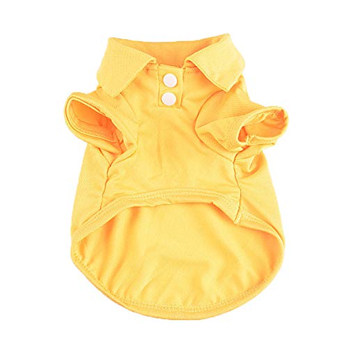 Csheng Haustier Weste Hundekleidung Weste Sommer Haustier Kleidung Süßigkeiten Farbe Hund Polo Shirt Hund T-Shirt Kurzarm Hund Kostüm Welpen Weste Für Sport Outdoor Indoor Walking Yellow,L von Csheng