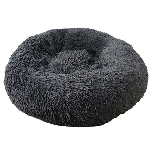 Csheng Haustierbett Welpenbett Donut Hundebett Flauschiges Hundebett Hundestreu Katzenstreu Haustierbett Rundes Plüsch Winter Hundekissen Haustierkissen Katzenkissen Kleine Dark Gray,40cm/15.75in von Csheng