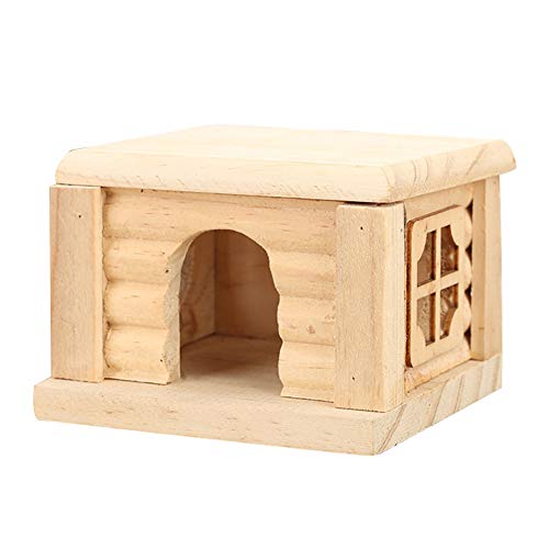 Csheng Hölzernes Hamsterhaus Hamsterversteck Hamsterspielzeug Hamsterzubehör Flache Hamsterhütte Hamstervilla Holzhausnest Hamsternest von Csheng