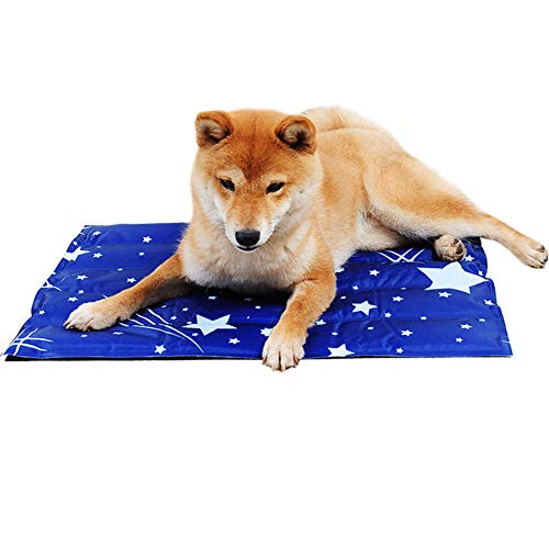 Csheng Hund Coole Matte Kühlmatte Haustier Eisseide Seide Matte Haustier EIS Pad Sommer Hund Cool Pet EIS Pad EIS Zwinger Cool Gel Kennel Wasserdichtes Hund EIS Pad Für Hunde Katzen Blue,Large von Csheng