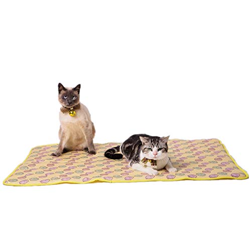 Csheng Hund Coole Matte Kühlmatte Hund Cool Pad Haustier Katze EIS Pad Sommer Kühl Pad Kaltes EIS Seide Zwinger Pad Selbstkühlendes Pad Haustier EIS Seidenmatte Haustier Kühl Pad Yellow,Large von Csheng