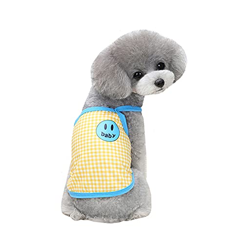 Csheng Hund Kostüm Kleidung Für Hunde Hund Sommer Weste Hund Sommer Katze Kleidung Haustiere Kätzchen Kleidung Welpen Kleidung Hund Kleidung Sommer Smiley Gesicht Plaid Sling Frühling Medium,Yellow von Csheng