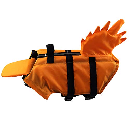 Csheng Hund Schwimmweste Haustier Schwimmweste Hund Schwimmjacke Dragon Tail Badeanzug Hund Schwimmweste Hund Outdoor Bequeme Sicherheit Badeanzug wasserdichte Hund Schwimmjacke orange,Medium von Csheng