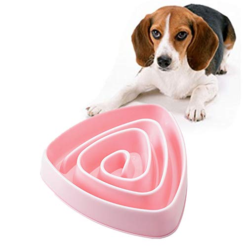 Csheng Hund Slow Feeder Bowl Langsam Essen Hundenapf Haustier Katze Und Hund Essbare Schüssel Gesund Sanitär Langlebig Verschleißbeständig Dreieckige Slow Food Bowl Erstickungssichere pink von Csheng