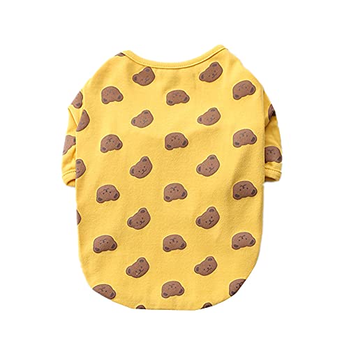 Csheng Hund Sommer Weste Hund T-Shirt Haustier Kleidung Hund Mäntel Für Sommer Kätzchen Kleidung Haustier Kleidung Liebe Gitter Sling Hund Kleidung Für Verschiedene Indoor Outdoor 3X-Large,Yellow von Csheng