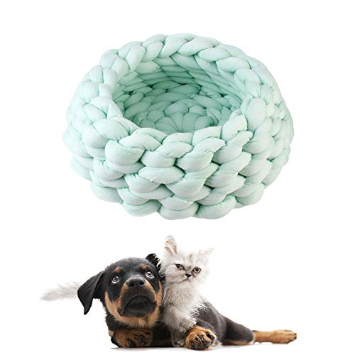 Csheng Hundebett Donut Hundebett Flauschiges Hundebett Haustierbett Welpenbett DIY Handgestricktes Nest Super Dickes Woll-Haustiernest Mit Füllgarn Gewebtes Haustiernest Green,30cm/12in von Csheng