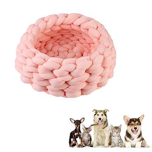 Csheng Hundebett Donut Hundebett Flauschiges Hundebett Haustierbett Welpenbett DIY Handgestricktes Nest Super Dickes Woll-Haustiernest Mit Füllgarn Gewebtes Haustiernest pink 1,35cm/14in von Csheng